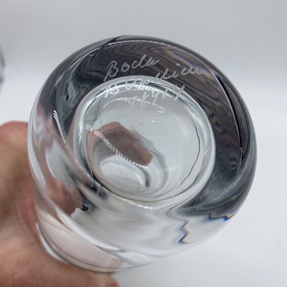 Kosta Boda Bertil Vallien Signed Art Glass Vase Black Spiral Design MCM Swedish - Picture 5 of 14